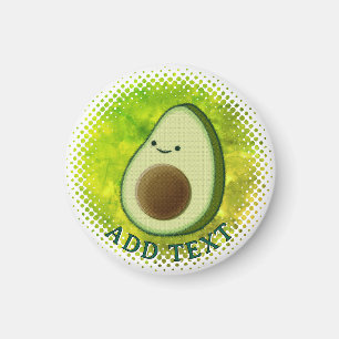 Cute Tecknad Avocado Watercolor Background Magnet