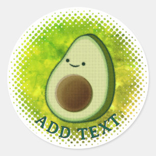 Cute Tecknad Avocado Watercolor Background Runt Klistermärke