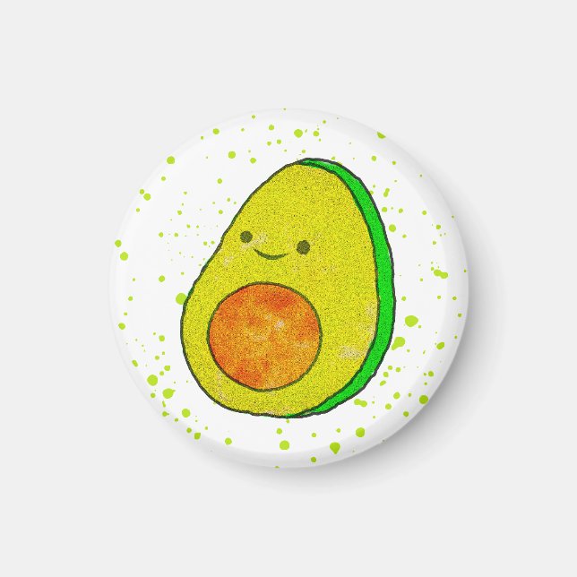 Cute Tecknad Avocado Watercolor Magnet (Framsidan)