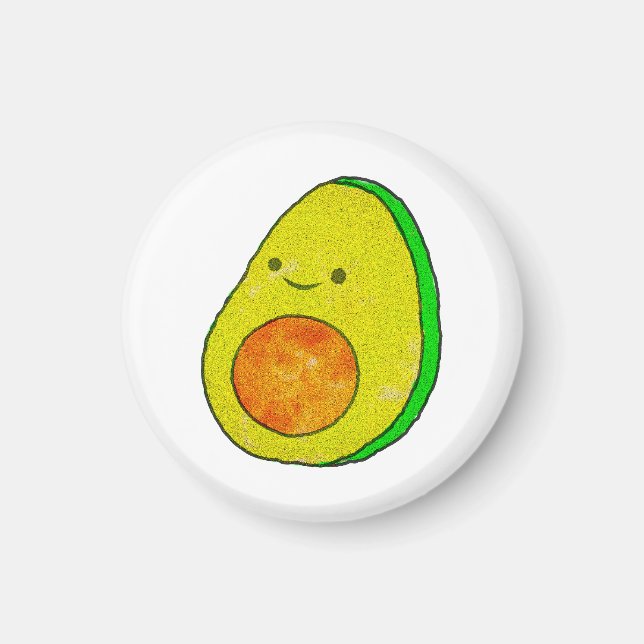 Cute Tecknad Avocado Watercolor Magnet (Framsidan)