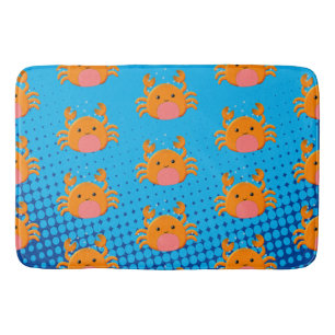 Cute Tecknad Baby Crab Blue Ocean Badrumsmatta