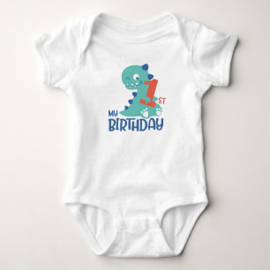 Cute Tecknad Baby Dinosaurs 1:a födelsedag Baby T Shirt