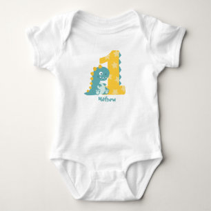 Cute Tecknad Baby Dinosaurs 1:a födelsedag T Shirt