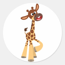 Cute Tecknad Baby Giraffe Sticker Runt Klistermärke