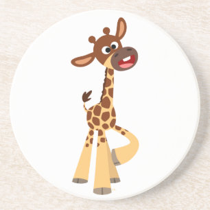 Cute Tecknad Baby Giraffe Underlägg Sandsten