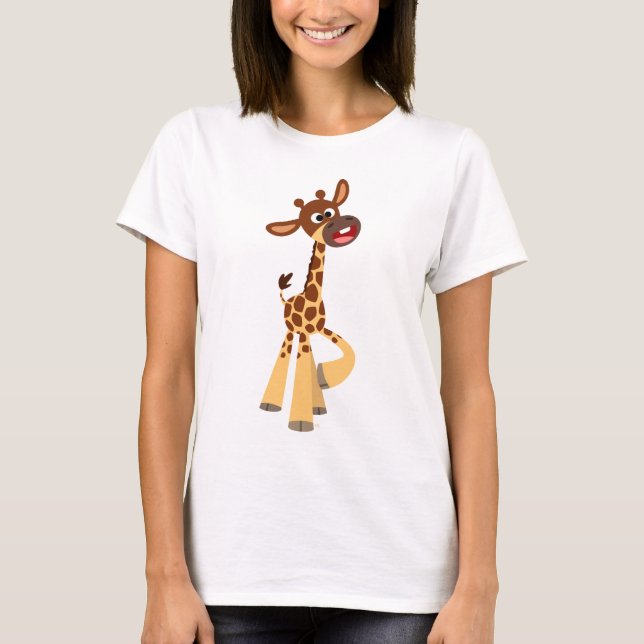 Cute Tecknad Baby Giraffe Women T-Shirt (Framsida)