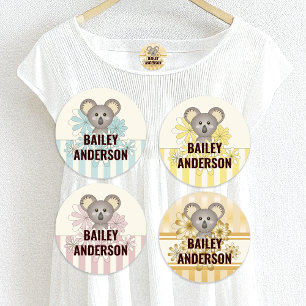 Cute Tecknad Baby Koala Kids Namn Clothing Klistermärke