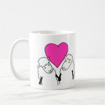 Cute Tecknad Baby Lambs Rosa Heart