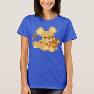 Cute Tecknad Baby Lejon Bath Women T-Shirt