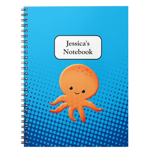 Cute Tecknad Baby Octopus Anteckningsbok (Framsidan)