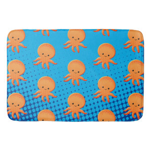 Cute Tecknad Baby Octopus Blue Ocean Badrumsmatta