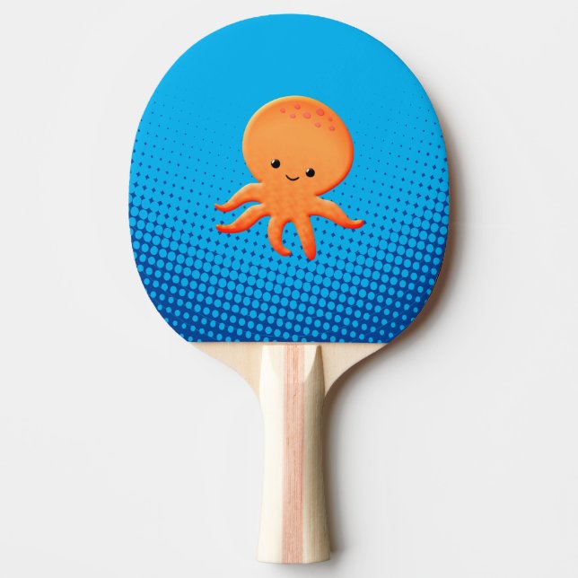 Cute Tecknad Baby Octopus Blue Ocean Pingisracket (Framsidan)