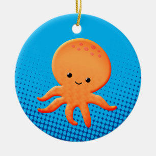 Cute Tecknad Baby Octopus Julgransprydnad Keramik