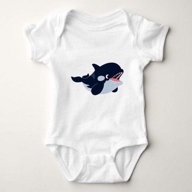 Cute Tecknad Baby Orca Baby Bodykostym T Shirt (Framsida)