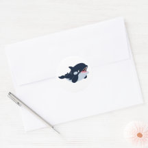 Cute Tecknad Baby Orca Sticker