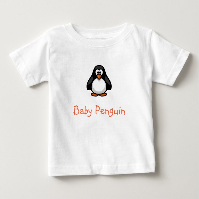 Cute Tecknad Baby Penguin med Bright Nose T-shirt (Framsida)