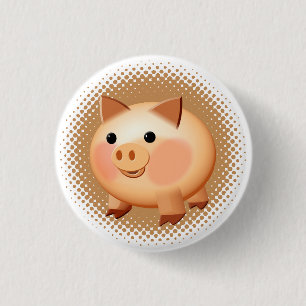 Cute Tecknad Baby Pig Knapp