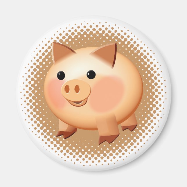 Cute Tecknad Baby Pig Magnet (Framsidan)