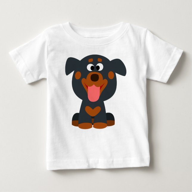 Cute Tecknad Baby Rottweiler Baby T-Shirt (Framsida)