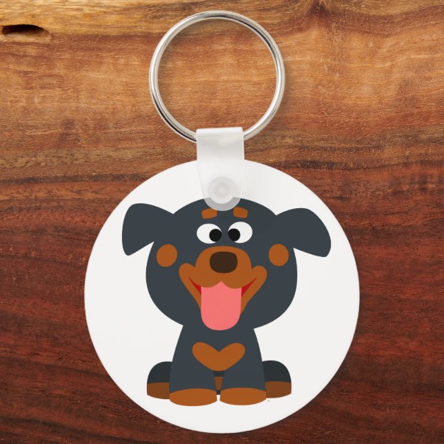 Cute Tecknad Baby Rottweiler-nyckelkedja Nyckelring (Framsida)