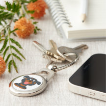 Cute Tecknad Baby Rottweiler-nyckelkedja