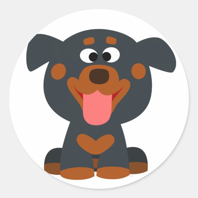 Cute Tecknad Baby Rottweiler Sticker Runt Klistermärke (Framsida)