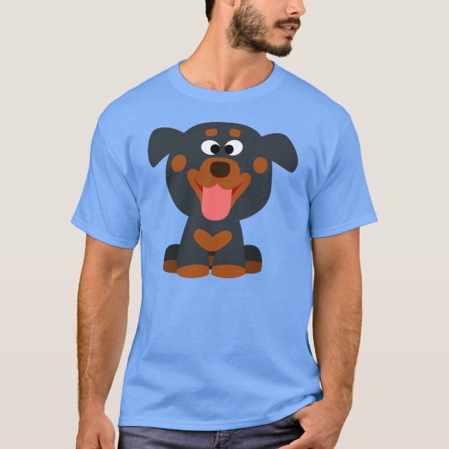 Cute Tecknad Baby Rottweiler T-Shirt (Framsida)