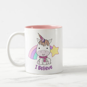 Cute Tecknad Baby Unicorn och Rainbow Två-Tonad Mugg