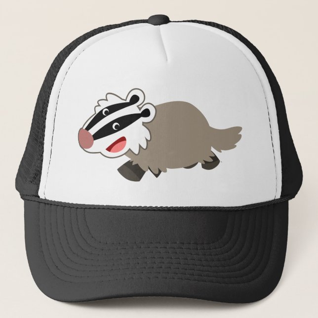 Cute Tecknad Badger Hat Truckerkeps (Framsida)
