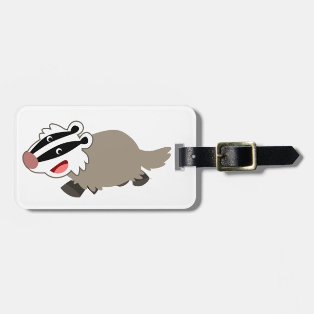 Cute Tecknad Badger Luggage Tag Bagagebricka (Horisontell Framsida)
