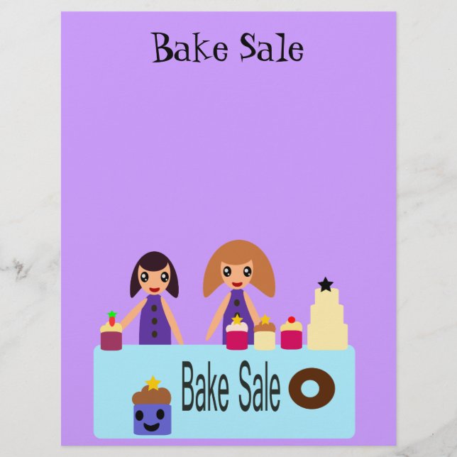 Cute tecknad Bake Sale Flyer (Framsidan)