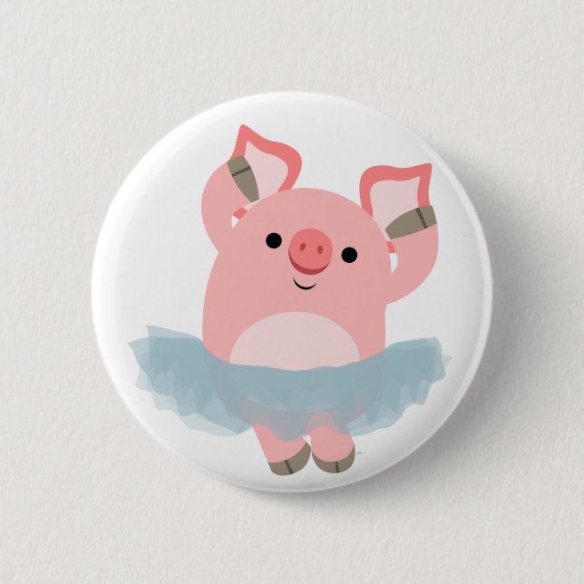 Cute Tecknad Ballerina Gris Button Badge Knapp (Framsida)