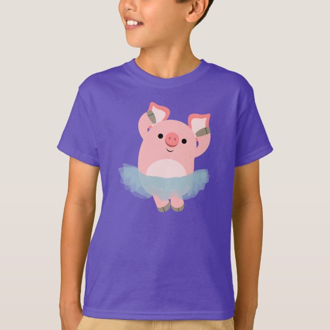 Cute Tecknad Ballerina Gris Children T-Shirt (Framsida)