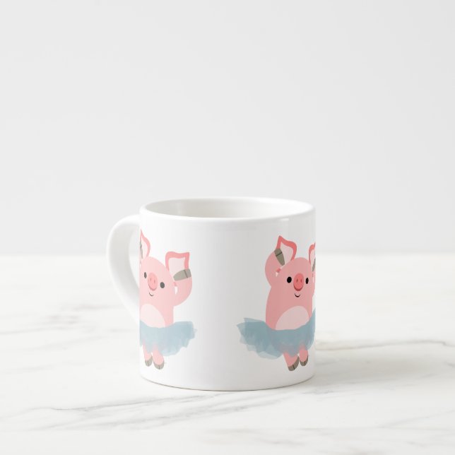 Cute Tecknad Ballerina Gris Espresso Mugg Espressomugg (Framsida vänster)