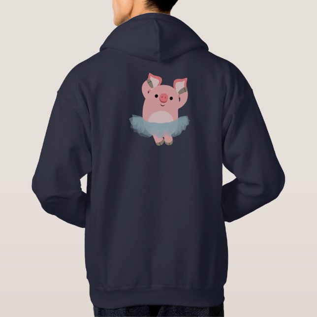 Cute Tecknad Ballerina Gris Hoodie (Baksida)