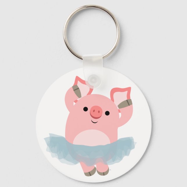 Cute Tecknad Ballerina Gris Keychain Nyckelring (Framsida)