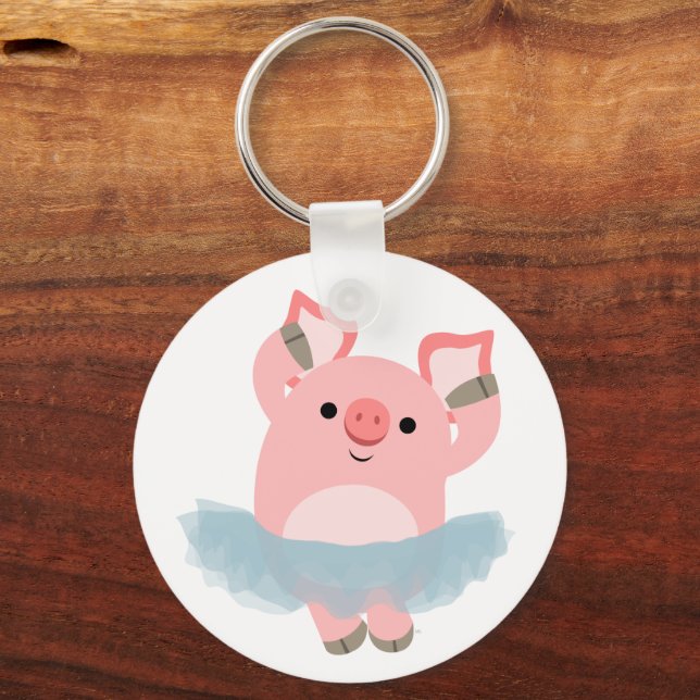Cute Tecknad Ballerina Gris Keychain Nyckelring (Framsida)