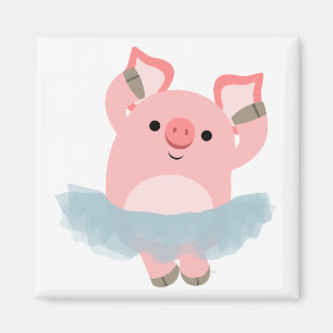 Cute Tecknad Ballerina Gris Magnet