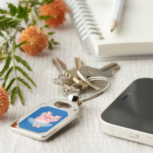 Cute Tecknad Ballerina Gris Metall Keychain Rektangulärt Silverfärgad Nyckelring