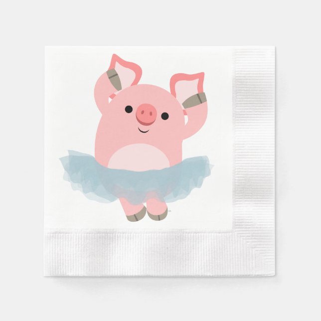 Cute Tecknad Ballerina Gris Pappra Napkins Pappersservett (Framsidan)