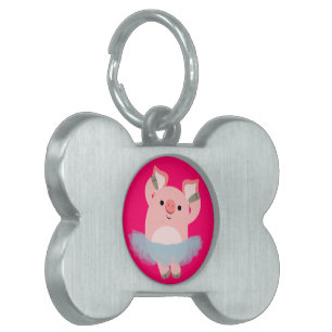 Cute Tecknad Ballerina Gris Pet Tag ID-bricka Husdjur