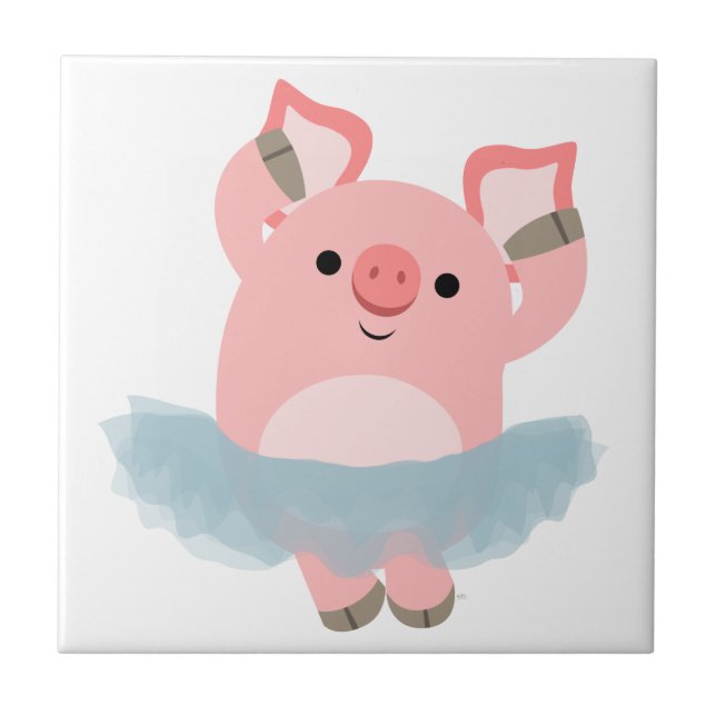 Cute Tecknad Ballerina Gris Tile Kakelplatta (Framsidan)