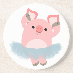Cute Tecknad Ballerina Gris Underlägg Sandsten