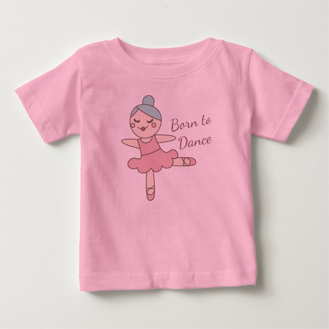 Cute Tecknad Ballet Dancer Girl T Shirt (Framsida)
