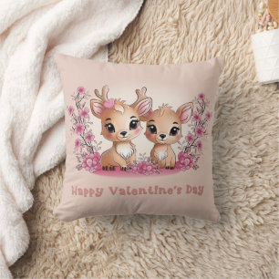 Cute Tecknad Bambi Älskare Hjärtar Alla hjärtans d Kudde