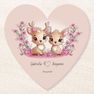 Cute Tecknad Bambi Älskare Hjärtar Alla hjärtans d Underlägg Papper