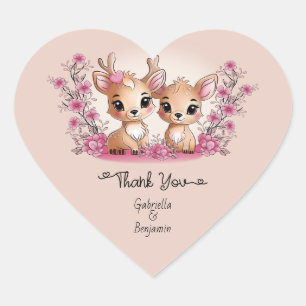 Cute Tecknad Bambi Kärlek Valentine Day Tack Hjärtformat Klistermärke