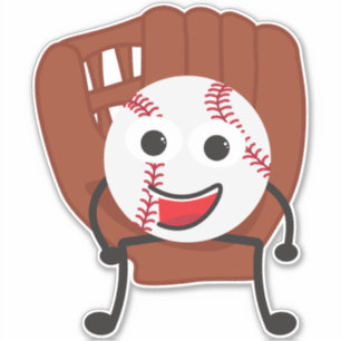 Cute Tecknad Baseball Boll och handsken Klistermärken
