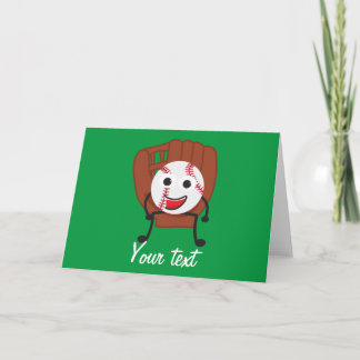 Cute Tecknad Baseball Boll och handsken Kort
