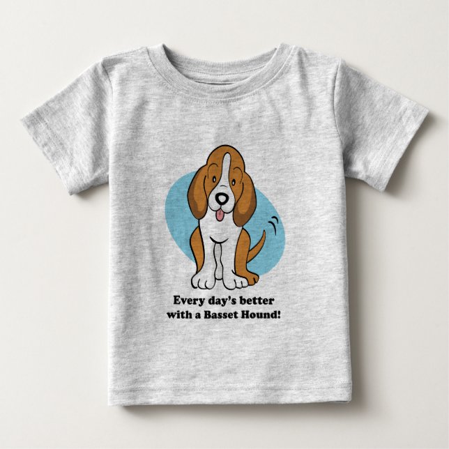 Cute Tecknad Basset Hound Baby Tee (Framsida)